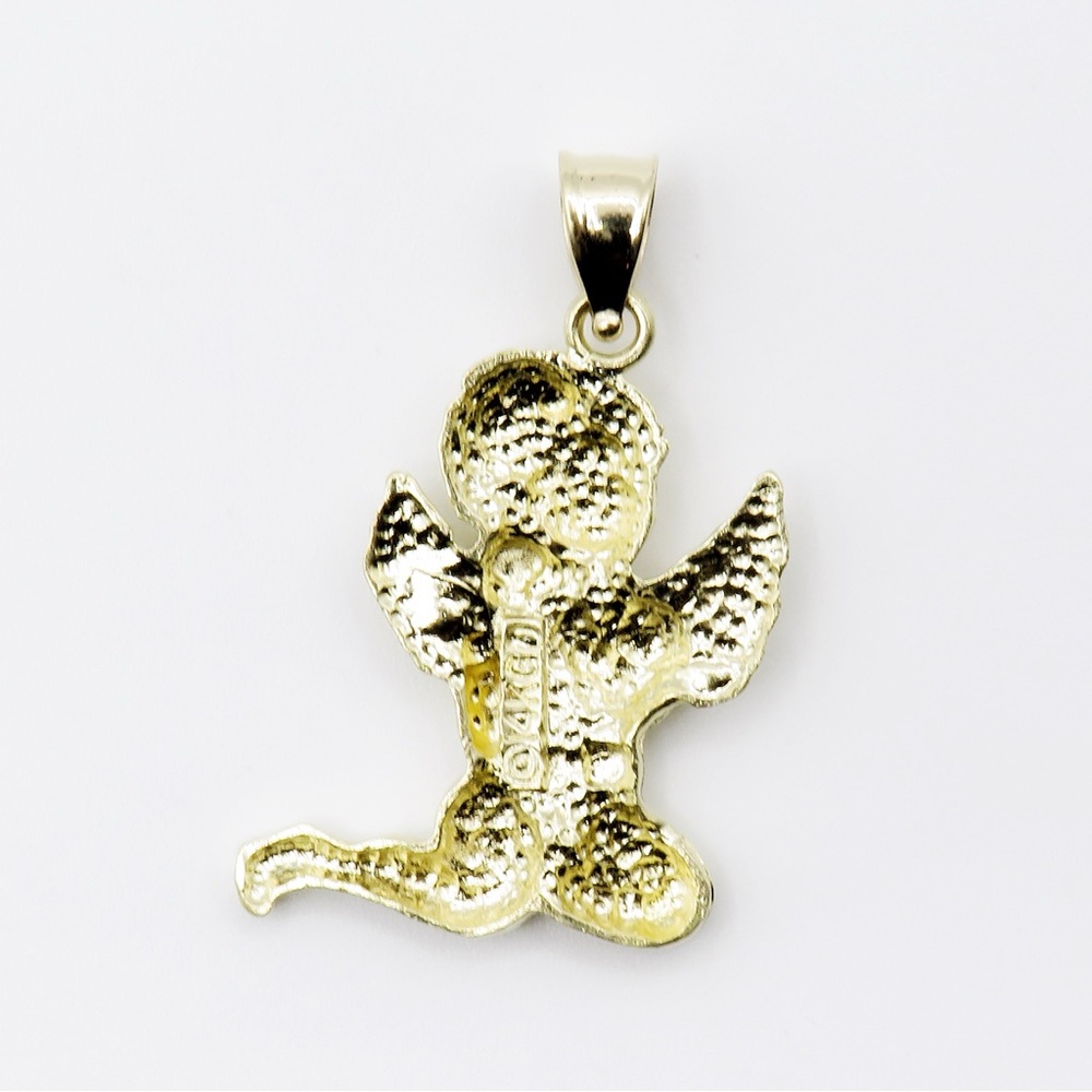 14k Solid Gold Cherub Angel Pendant Brushed Matte Finish 2.5g 2.8cm x 2cm - Picture 5 of 6